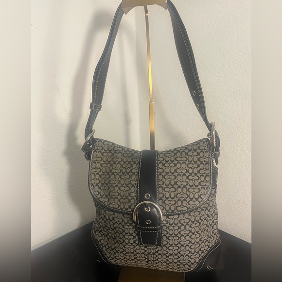 Coach Black Jacquard Patterned Hobo Bag - Picture 1 of 7